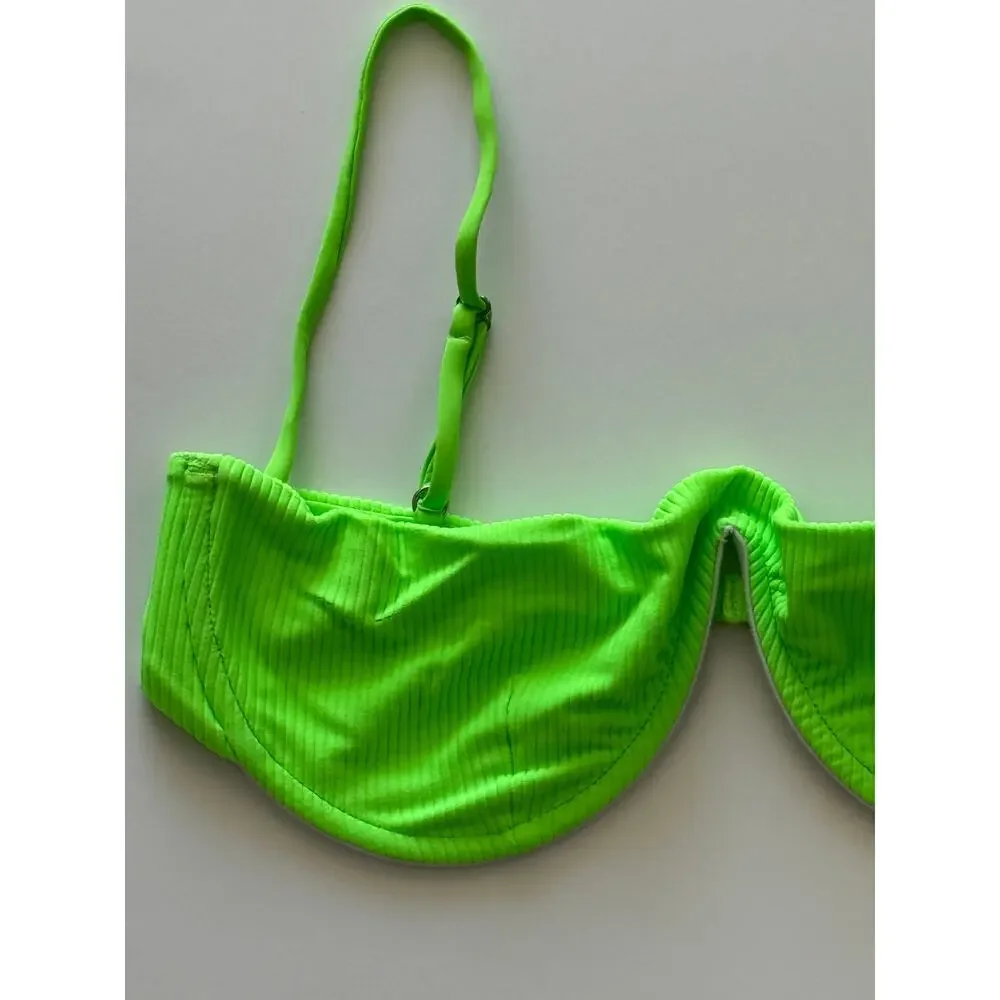 Frankies Bikinis Tolly Ribbed Underwire Bikini Top - Green Glow - L